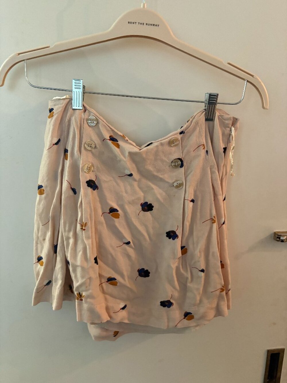 Free People Blush Floral Button Mini Skirt Sz 12